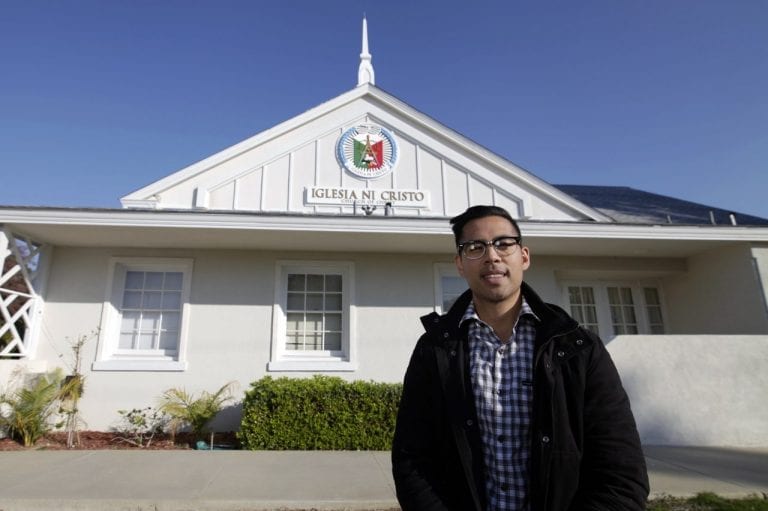 Nan Zapanta standing outside in front of the Bakersfield house of worship.