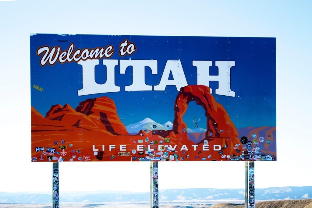 Welcome to Utah sign