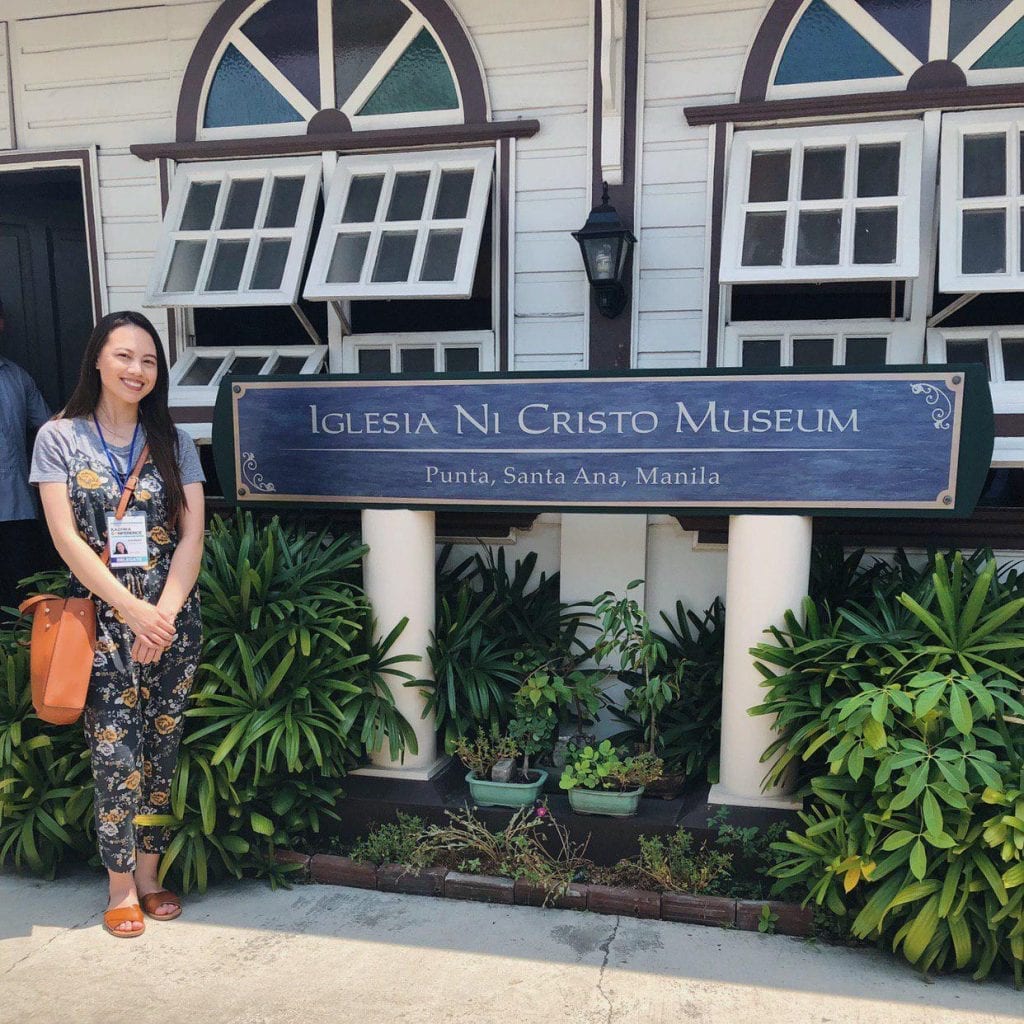 Hannah Achacoso in front of the Church Of Christ Museum in Punta Santa Ana Manila