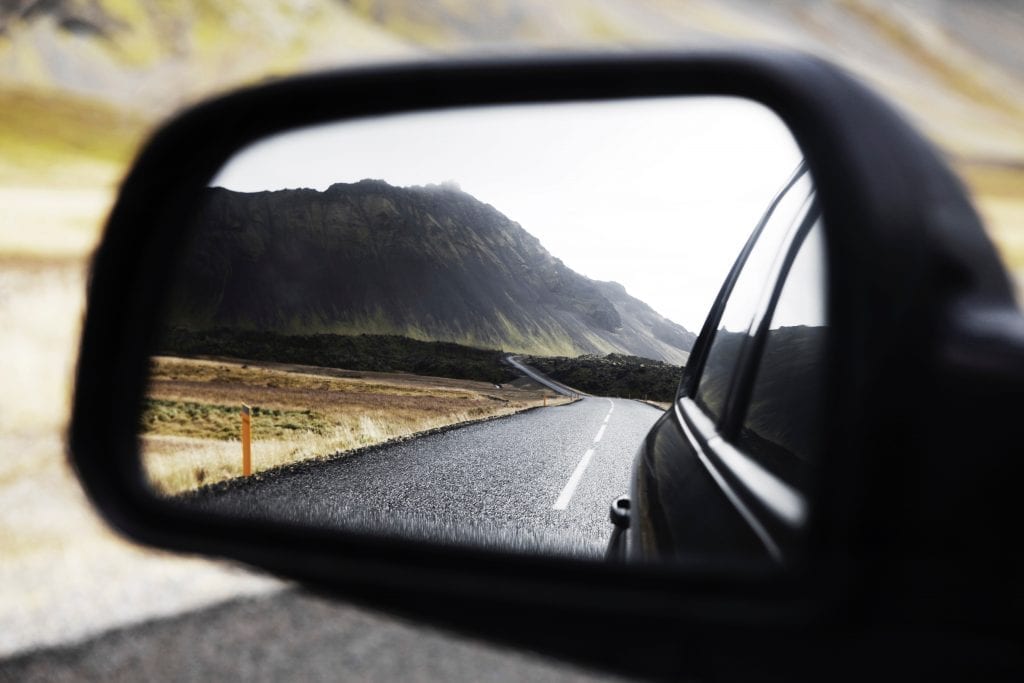 2.	Road reflected in side view mirror