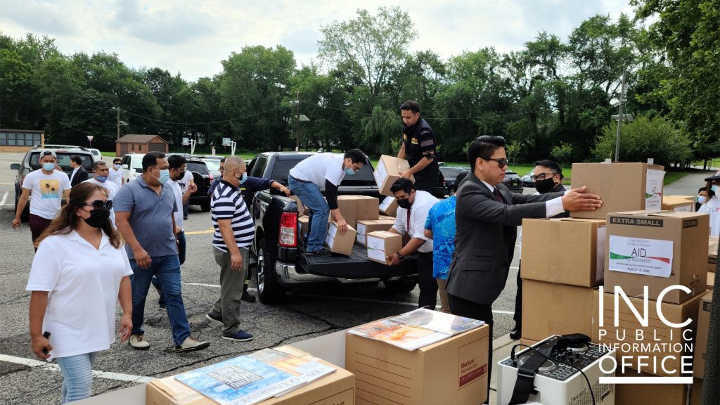 A portion of the 250 boxes of food items donated by the INC to the New Milford, New Jersey food pantry 
•	in the Church of the Ascension
