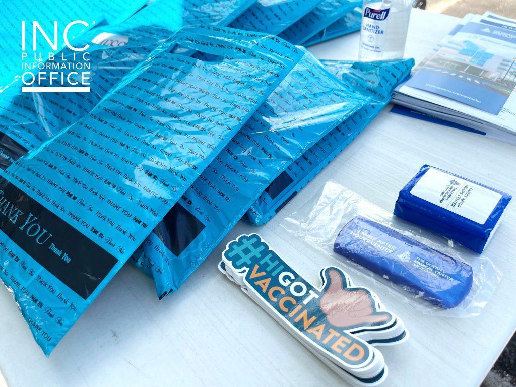 ‘Thank You’ bags for recipients who took part in the vaccine drive