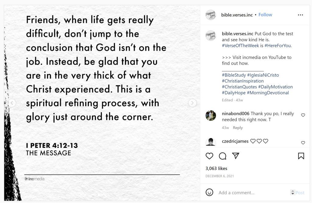 1 peter 4:12-13 from instagram