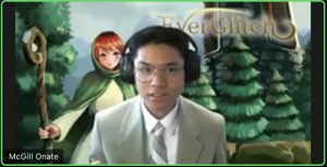 a guy in a suit in front of an everglitch background.